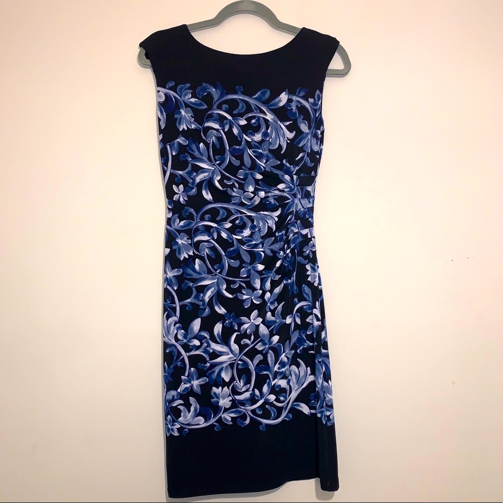 Chaps floral cinched side dress size 4